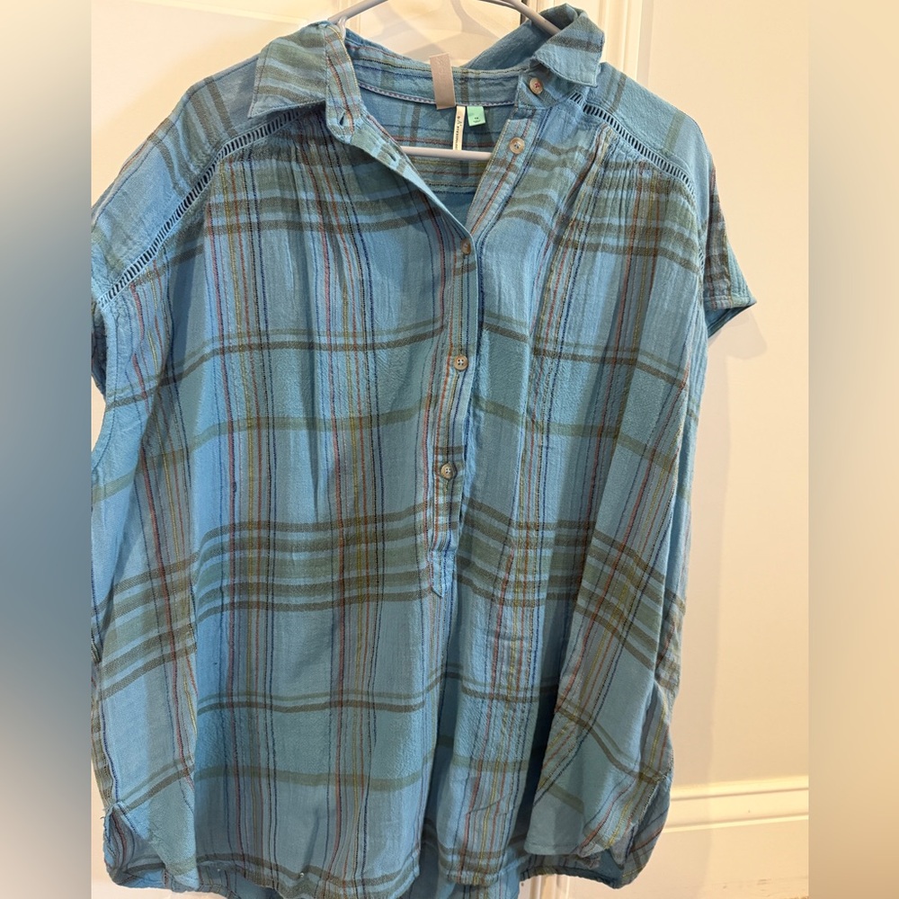 Anthropologie Blue Plaid Shirt